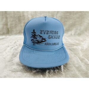 Vintage Evening Shade Arkansas Trucker Hat Mesh Snapback Blue Souvenir Cap